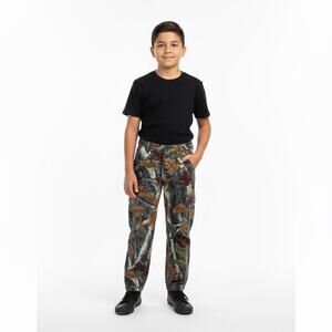 Master Sportsman Leaf Camo Cargo Pants 100% Cotton Boys L Utility Hunting Camo